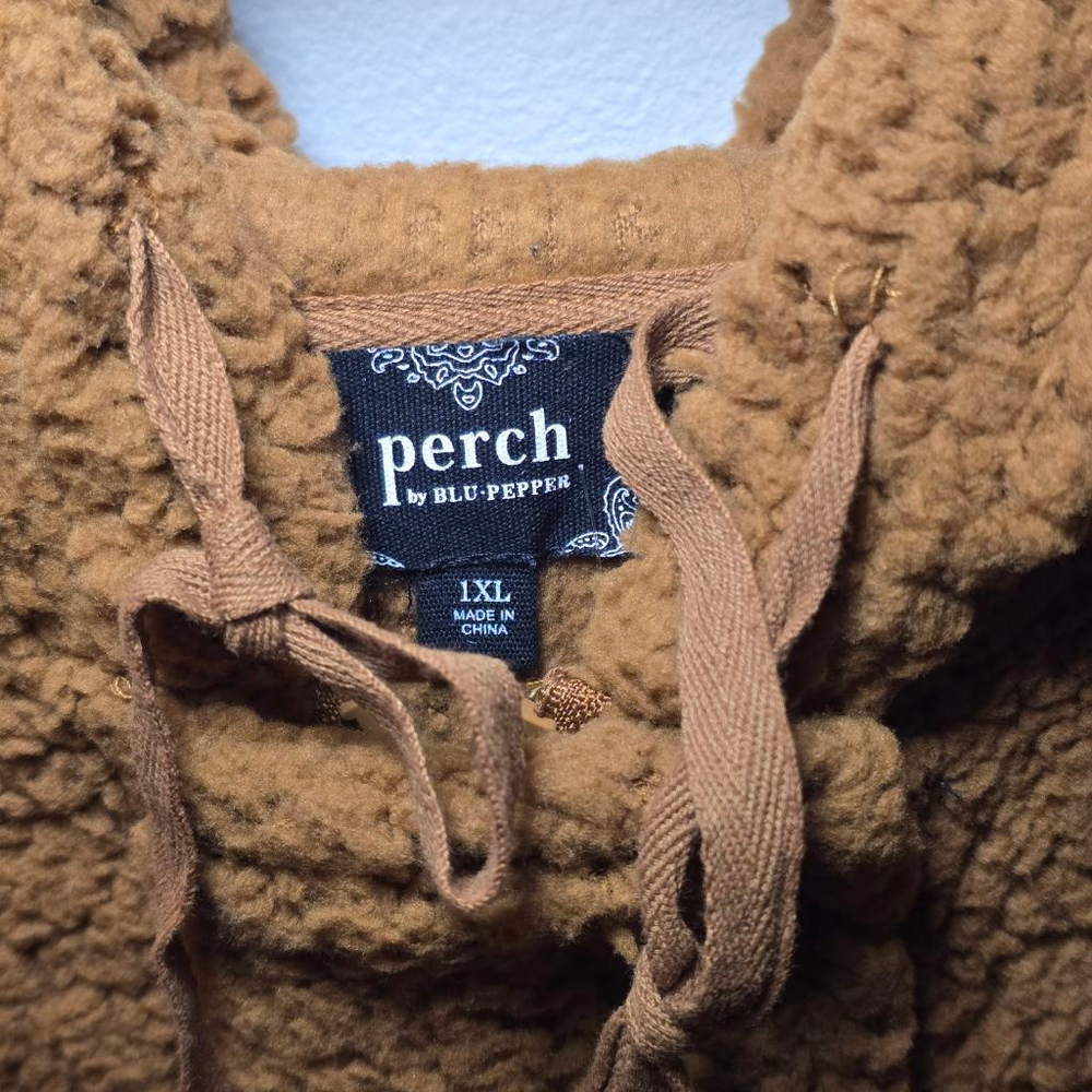 Women's Perch by Blu-Pepper Brown Teddy Jacket 1X - Picture 7 of 7